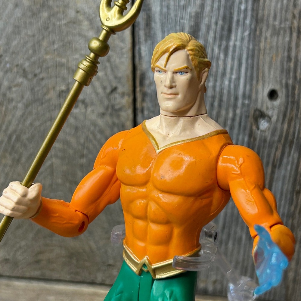 DC Direct Aquaman JLA Series 1 Action Figure 2003 Orange Green Trident w/ Stand